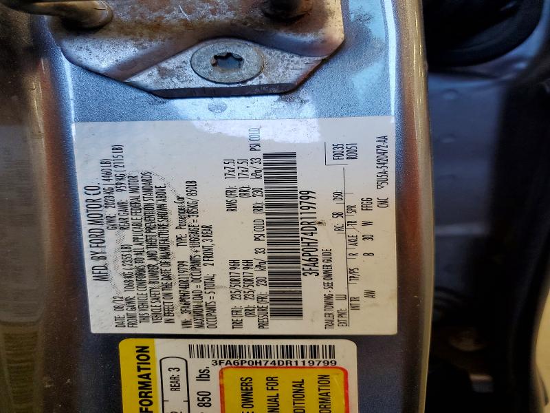 Auction sale of the 2013 Ford Fusion, vin: 3FA6P0H74DR119799, lot number: 60881336