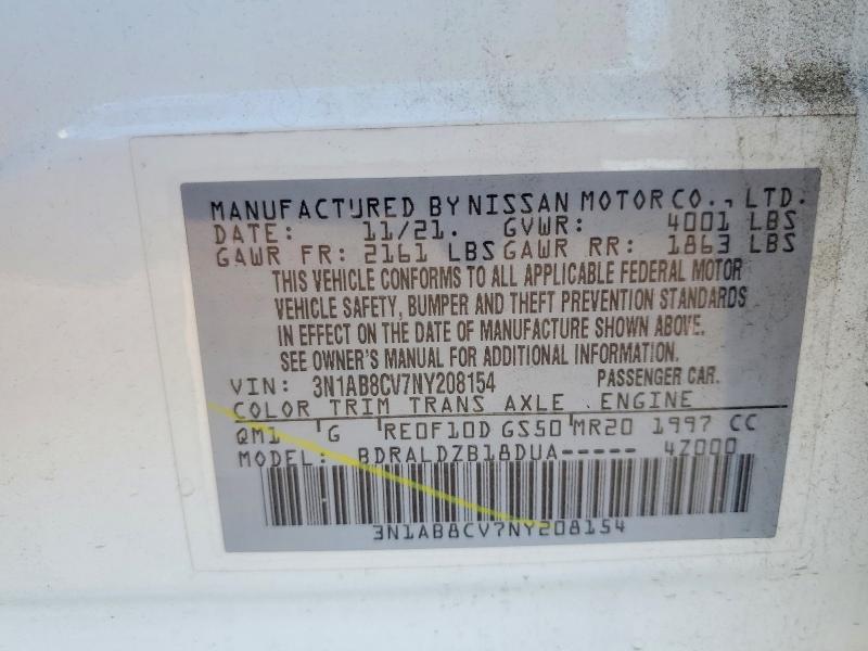 Продажа на аукционе авто 2022 Nissan Sentra, vin: 3N1AB8CV7NY208154, номер лота: 62842746