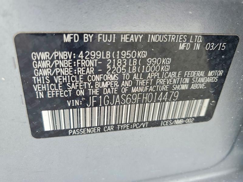 Продажа на аукционе авто 2015 Subaru Impreza, vin: JF1GJAS69FH014479, номер лота: 60811406
