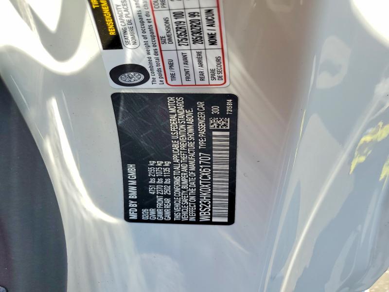 2026 Bmw M4 მანქანა იყიდება აუქციონზე, vin: WBS23HK0XTCX61707, აუქციონის ნომერი: 59912786