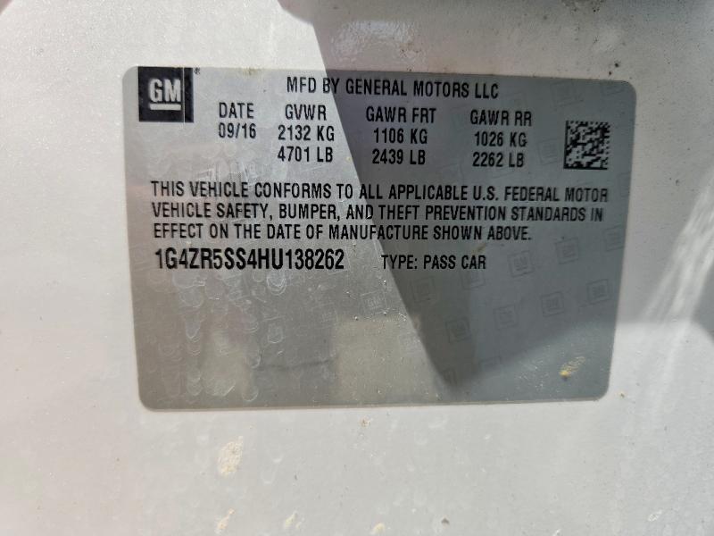 2017 Buick Lacrosse მანქანა იყიდება აუქციონზე, vin: 1G4ZR5SS4HU138262, აუქციონის ნომერი: 61306316