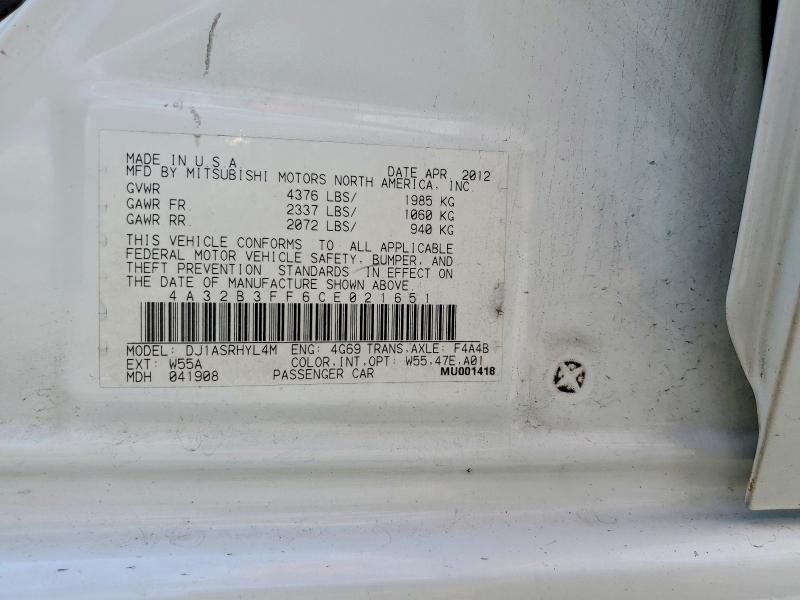 62359046 :رقم المزاد ، 4A32B3FF6CE021651 vin ، 2012 Mitsubishi Galant مزاد بيع