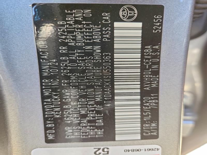 Aukcja sprzedaży 2025 Toyota Camry, vin: 4T1DAACKXSU550363, numer aukcji: 59366536