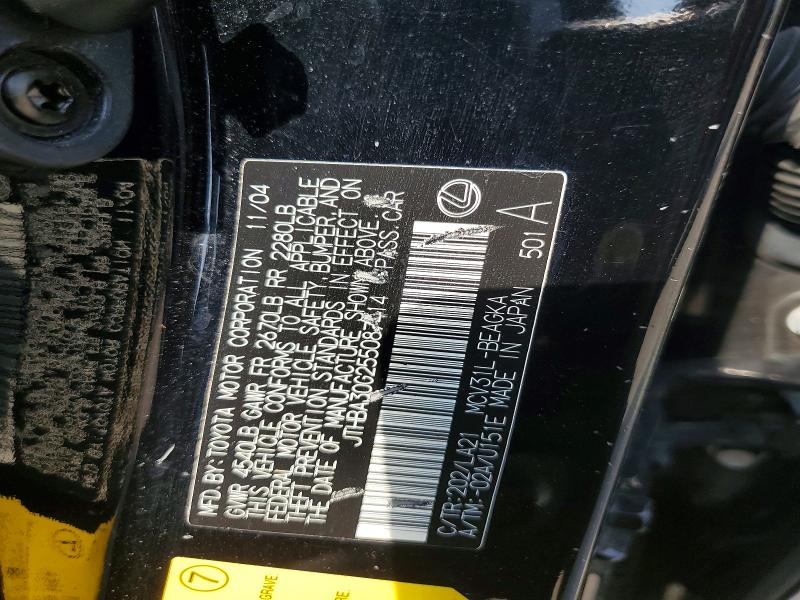 Aukcja sprzedaży 2005 Lexus Es, vin: JTHBA30G255087414, numer aukcji: 62243926