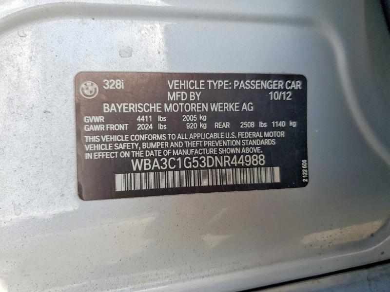 Продажа на аукционе авто 2013 Bmw 328, vin: WBA3C1G53DNR44988, номер лота: 60848086