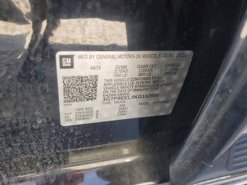 Aukcja sprzedaży 2019 Gmc Sierra, vin: 3GTP9EEL5KG182605, numer aukcji: 61116256