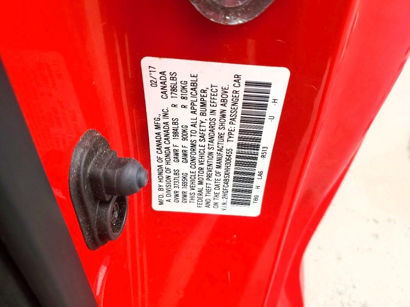 Продажа на аукционе авто 2017 Honda Civic, vin: 2HGFC4B5XHH306455, номер лота: 61917546
