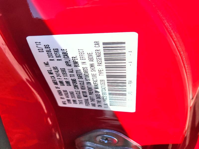 Aukcja sprzedaży 2012 Honda Accord, vin: 1HGCS1B87CA010539, numer aukcji: 60274836