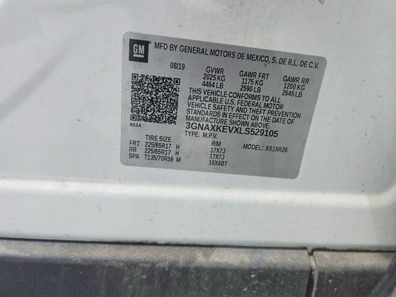 59879536 :رقم المزاد ، 3GNAXKEVXLS529105 vin ، 2020 Chevrolet Equinox مزاد بيع