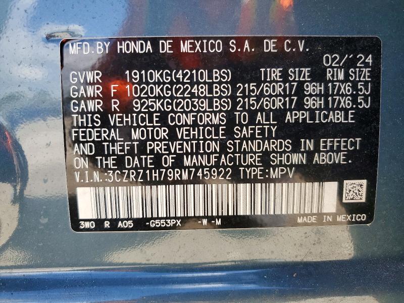 Продаж на аукціоні авто 2024 Honda Hr-v, vin: 3CZRZ1H79RM745922, номер лоту: 60079476