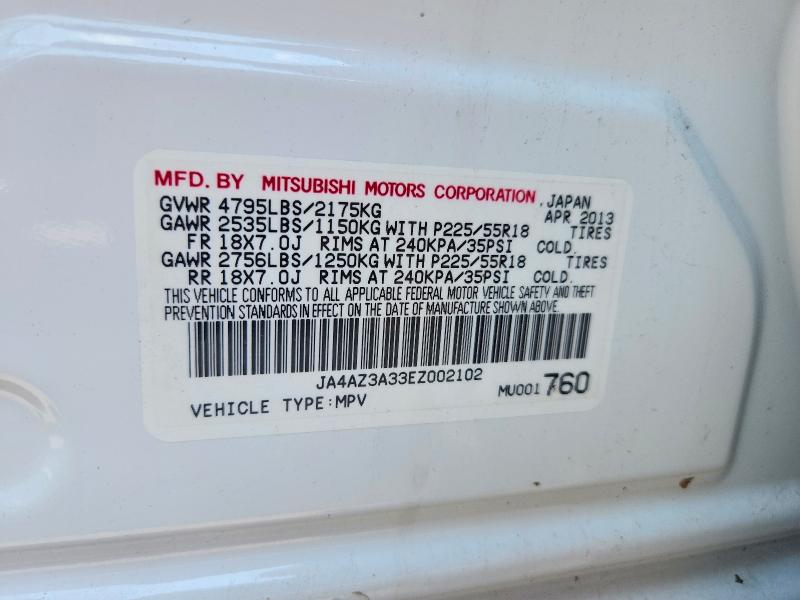 2014 Mitsubishi Outlander მანქანა იყიდება აუქციონზე, vin: JA4AZ3A33EZ002102, აუქციონის ნომერი: 60165166