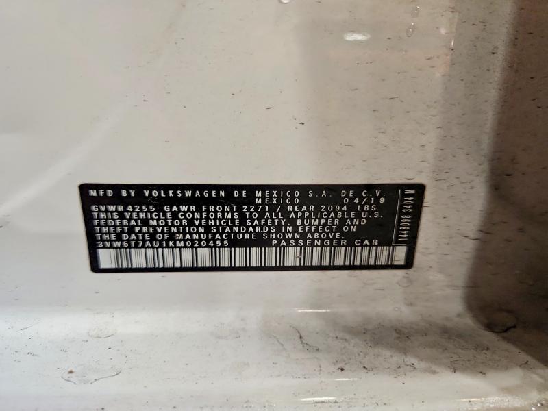 Продаж на аукціоні авто 2019 Volkswagen Gti, vin: 3VW5T7AU1KM020455, номер лоту: 60945746