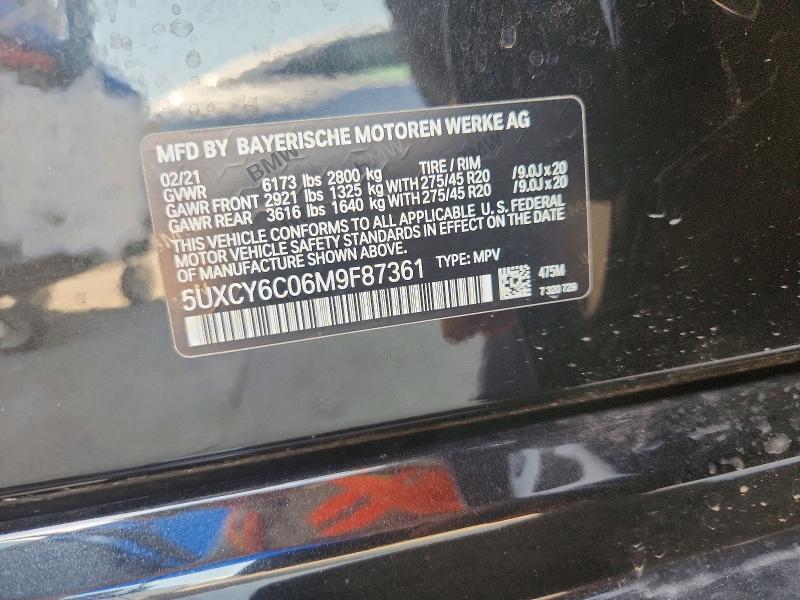 62009596 :رقم المزاد ، 5UXCY6C06M9F87361 vin ، 2021 Bmw X6 مزاد بيع