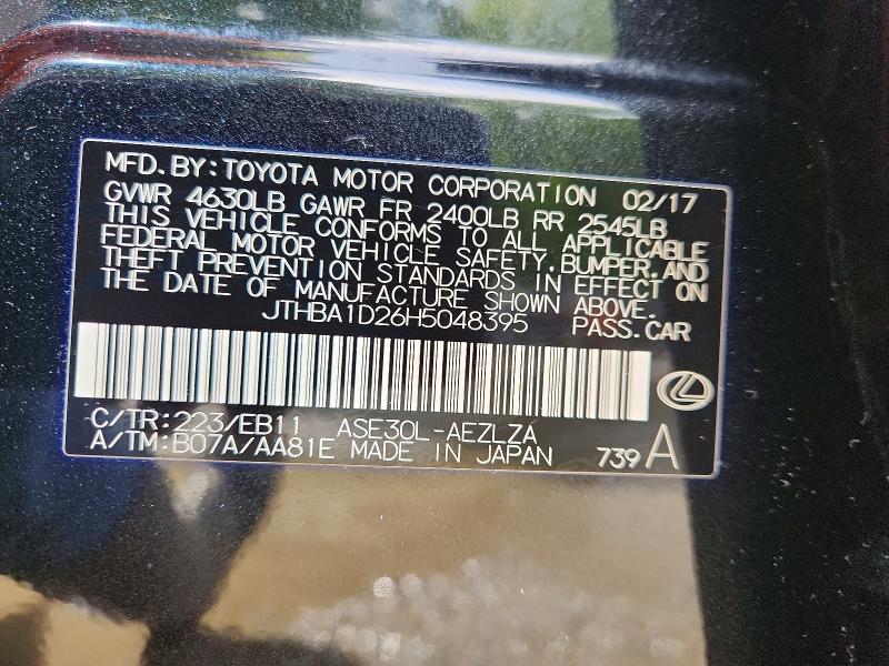 Aukcja sprzedaży 2017 Lexus Is, vin: JTHBA1D26H5048395, numer aukcji: 61354476