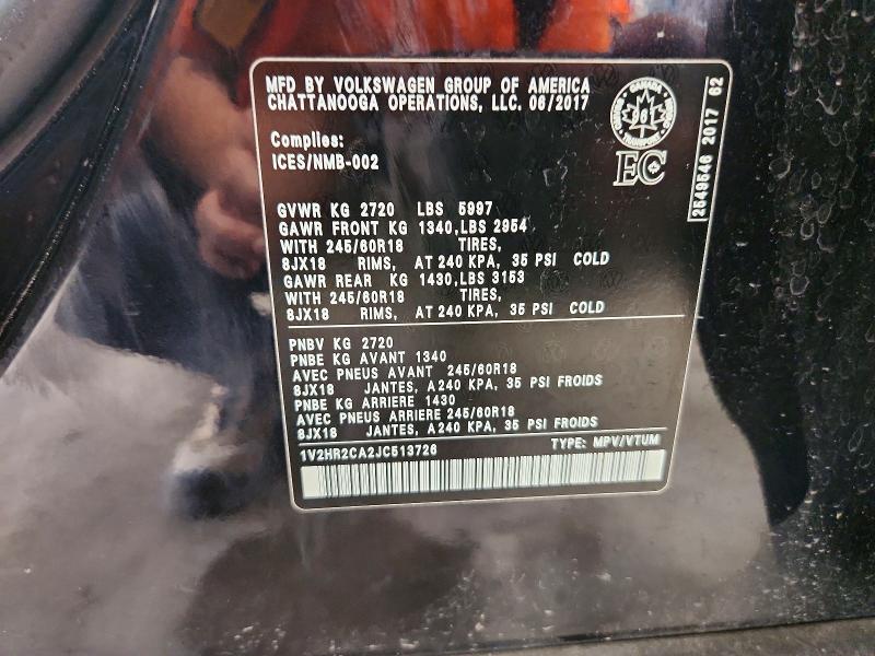 Aukcja sprzedaży 2018 Volkswagen Atlas, vin: 1V2HR2CA2JC513726, numer aukcji: 59401376