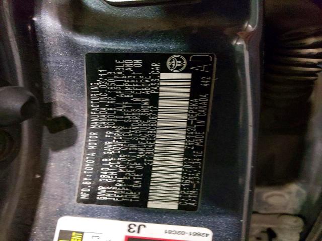 62878156 :رقم المزاد ، 2T1BU4EE3BC606717 vin ، 2011 Toyota Corolla مزاد بيع