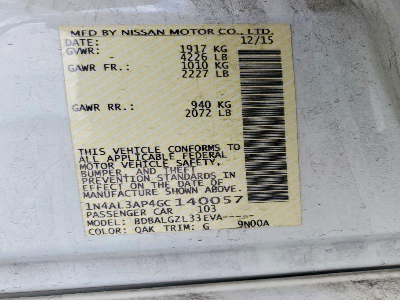 Продажа на аукционе авто 2016 Nissan Altima, vin: 1N4AL3AP4GC140057, номер лота: 61353586