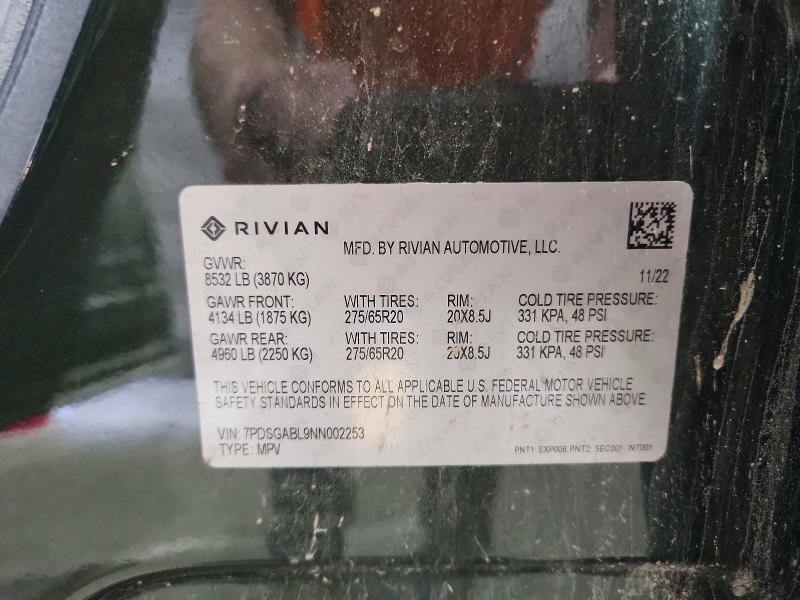 Продажа на аукционе авто 2022 Rivian R1s, vin: 7PDSGABL9NN002253, номер лота: 62059066