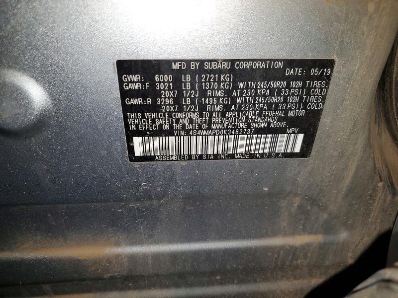 Aukcja sprzedaży 2019 Subaru Ascent, vin: 4S4WMAPD0K3482737, numer aukcji: 59586946
