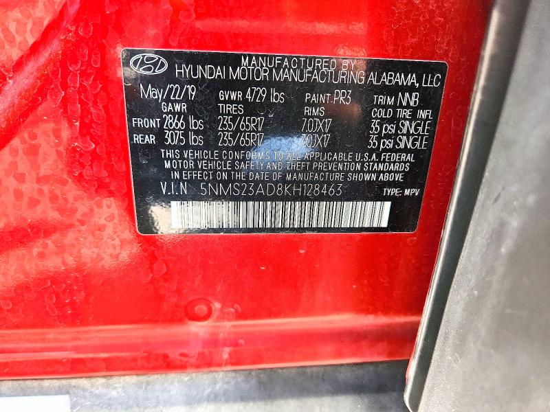 Продажа на аукционе авто 2019 Hyundai Santa Fe, vin: 5NMS23AD8KH128463, номер лота: 61924396