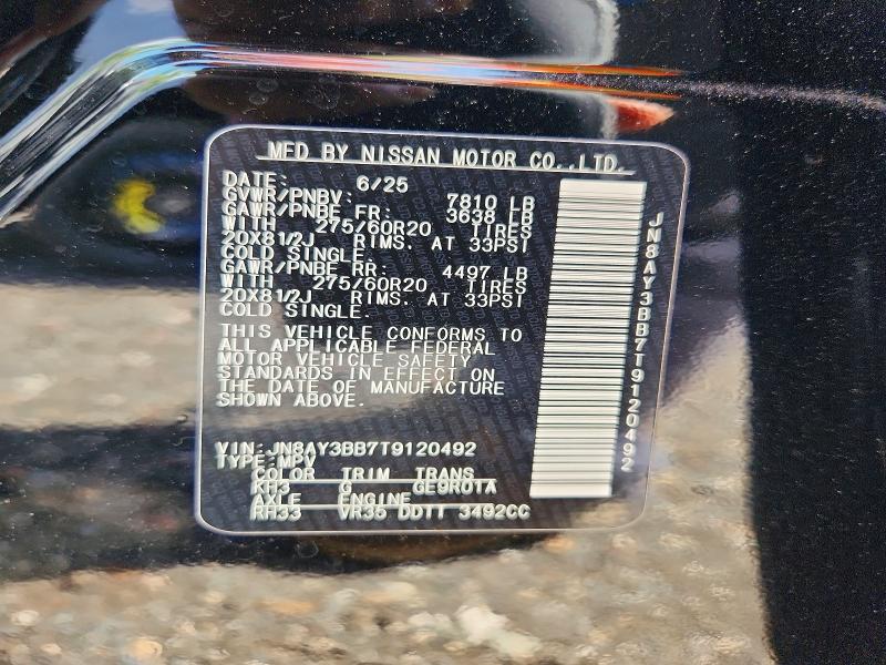 2026 Nissan Armada მანქანა იყიდება აუქციონზე, vin: JN8AY3BB7T9120492, აუქციონის ნომერი: 60237436