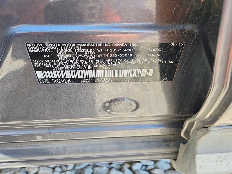 61311966 :رقم المزاد ، 2T3DFREV1FW351903 vin ، 2015 Toyota Rav4 مزاد بيع