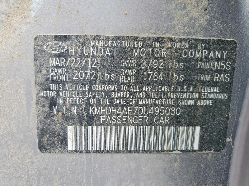 2013 Hyundai Elantra მანქანა იყიდება აუქციონზე, vin: KMHDH4AE7DU495030, აუქციონის ნომერი: 63408076