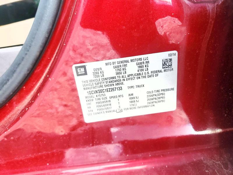 61191296 :رقم المزاد ، 1GCVKSEC1EZ267133 vin ، 2014 Chevrolet Silverado مزاد بيع