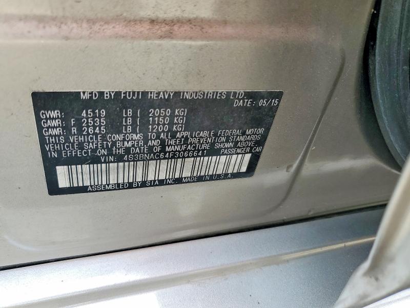 2015 Subaru Legacy მანქანა იყიდება აუქციონზე, vin: 4S3BNAC64F3066641, აუქციონის ნომერი: 59236306