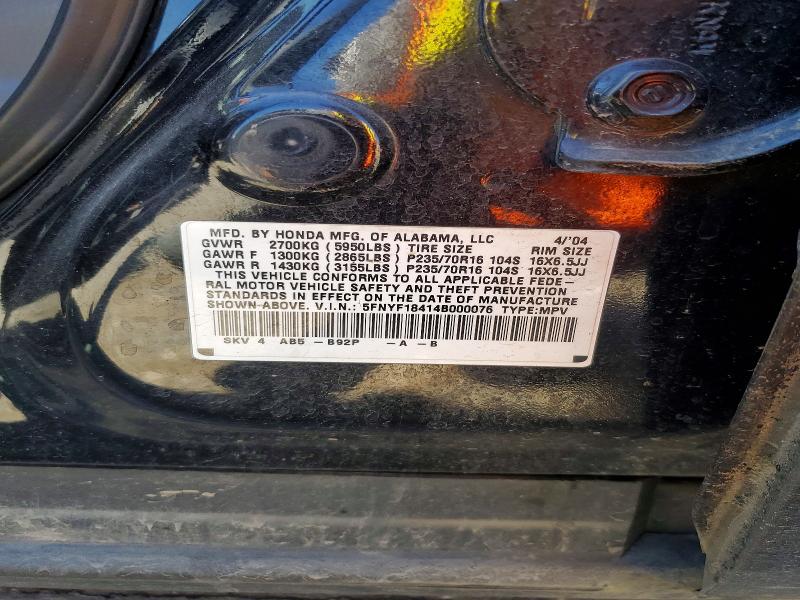 Aukcja sprzedaży 2004 Honda Pilot, vin: 5FNYF18414B000076, numer aukcji: 60976256