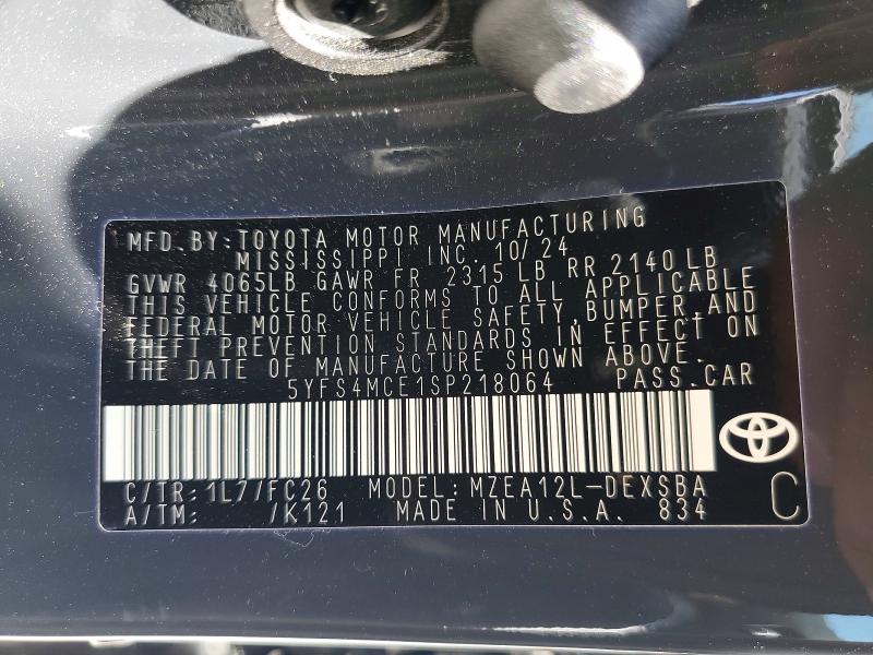 60632086 :رقم المزاد ، 5YFS4MCE1SP218064 vin ، 2025 Toyota Corolla مزاد بيع