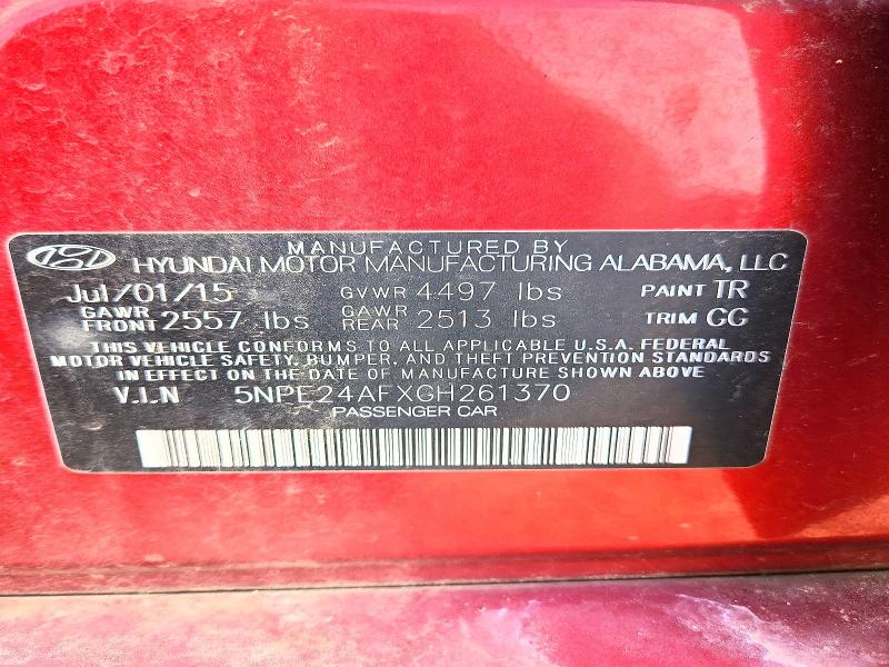 Aukcja sprzedaży 2016 Hyundai Sonata, vin: 5NPE24AFXGH261370, numer aukcji: 61249256