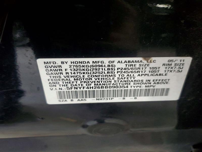 Продаж на аукціоні авто 2011 Honda Pilot, vin: 5FNYF4H26BB090354, номер лоту: 59864906