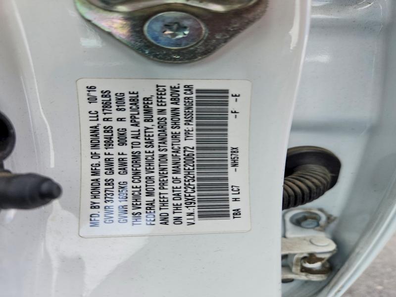 Aukcja sprzedaży 2017 Honda Civic, vin: 19XFC2F52HE200672, numer aukcji: 62854836