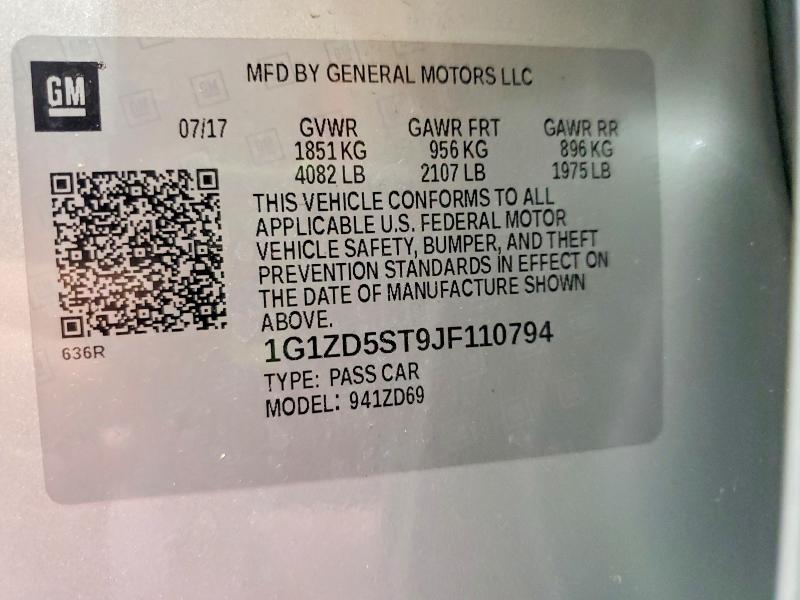 Продажа на аукционе авто 2018 Chevrolet Malibu, vin: 1G1ZD5ST9JF110794, номер лота: 60806226