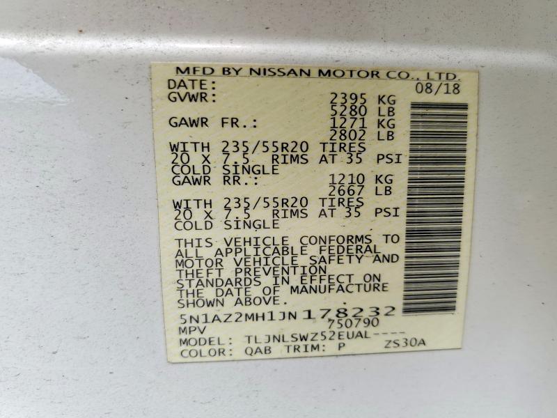 Продаж на аукціоні авто 2018 Nissan Murano, vin: 5N1AZ2MH1JN178232, номер лоту: 60248476