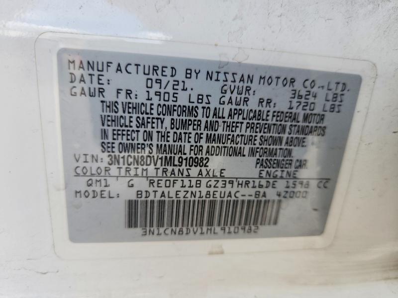 Продаж на аукціоні авто 2021 Nissan Versa, vin: 3N1CN8DV1ML910982, номер лоту: 60862946