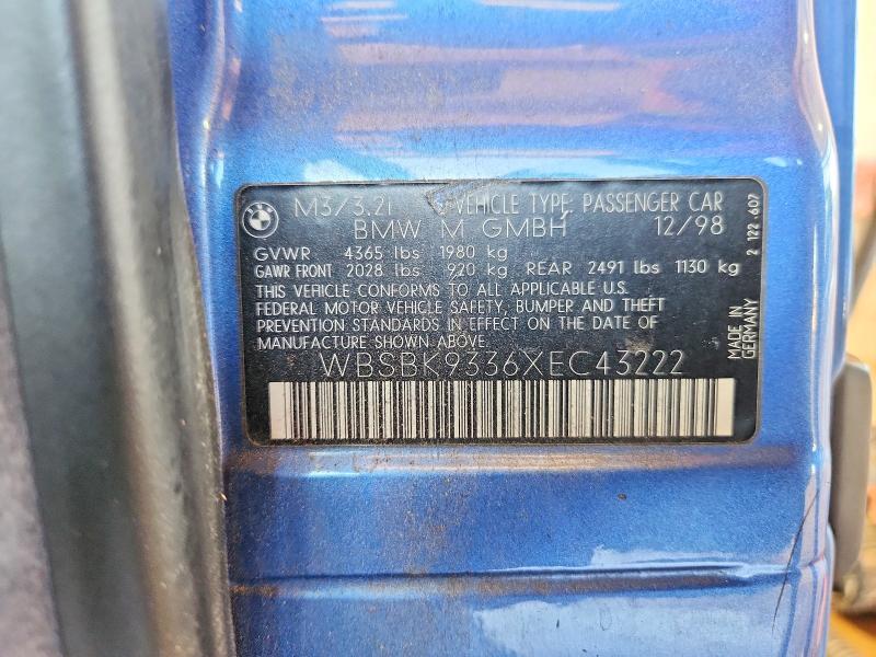 59866476 :رقم المزاد ، WBSBK9336XEC43222 vin ، 1999 Bmw M3 مزاد بيع