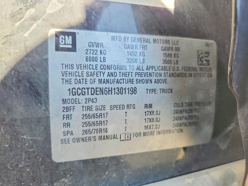 Aukcja sprzedaży 2017 Chevrolet Colorado, vin: 1GCGTDEN6H1301198, numer aukcji: 60875776