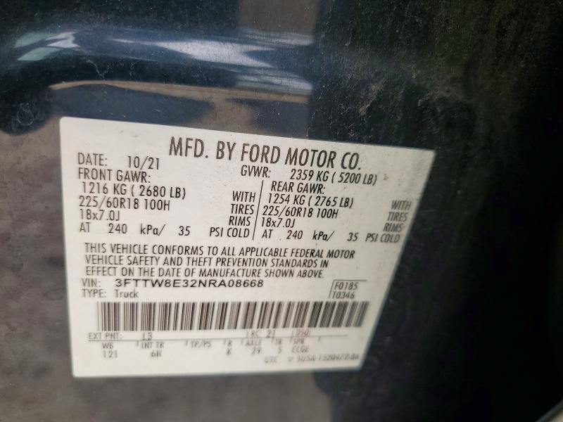 Продажа на аукционе авто 2022 Ford Maverick, vin: 3FTTW8E32NRA08668, номер лота: 61695956