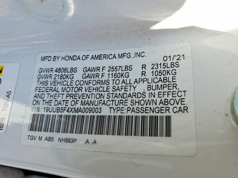 60184846 :رقم المزاد ، 19UUB5F4XMA009003 vin ، 2021 Acura Tlx مزاد بيع