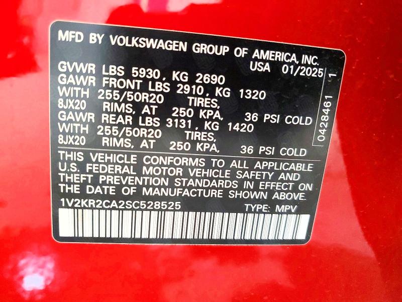 Продажа на аукционе авто 2025 Volkswagen Atlas, vin: 1V2KR2CA2SC528525, номер лота: 61539066