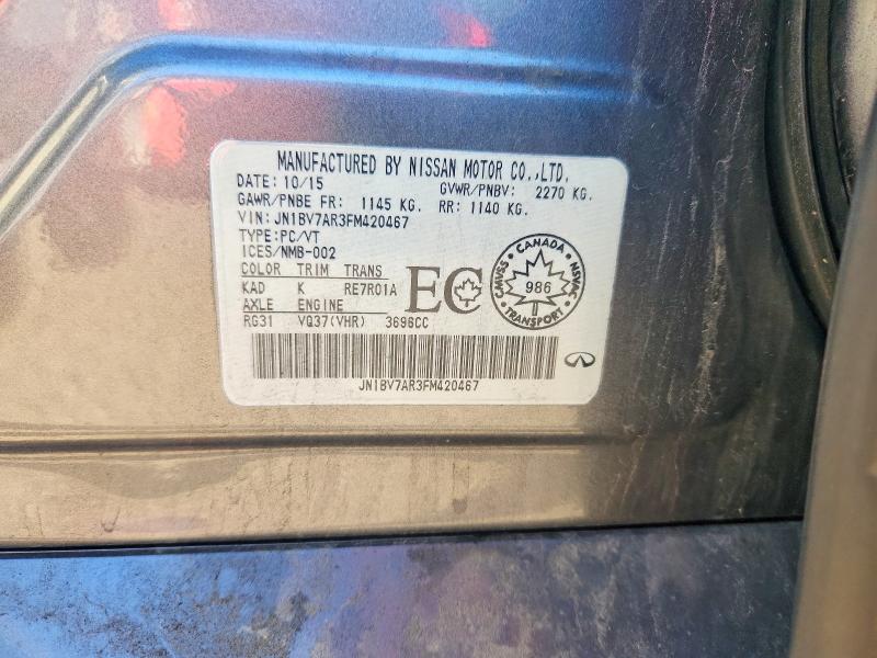 Aukcja sprzedaży 2015 Infiniti Q50, vin: JN1BV7AR3FM420467, numer aukcji: 58971596