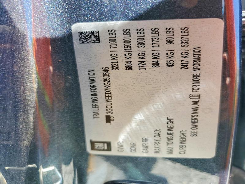 2019 Chevrolet Silverado მანქანა იყიდება აუქციონზე, vin: 3GCUYEED7KG250546, აუქციონის ნომერი: 59677336