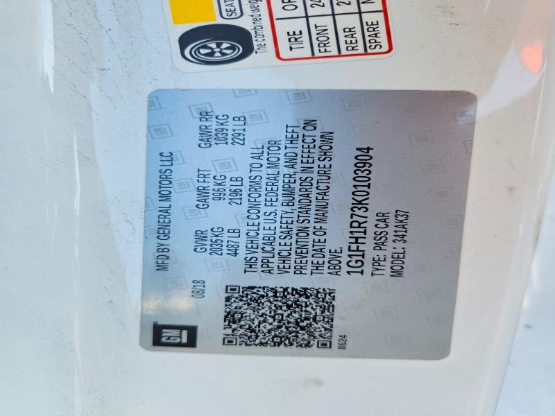 63502036 :رقم المزاد ، 1G1FH1R73K0103904 vin ، 2019 Chevrolet Camaro مزاد بيع