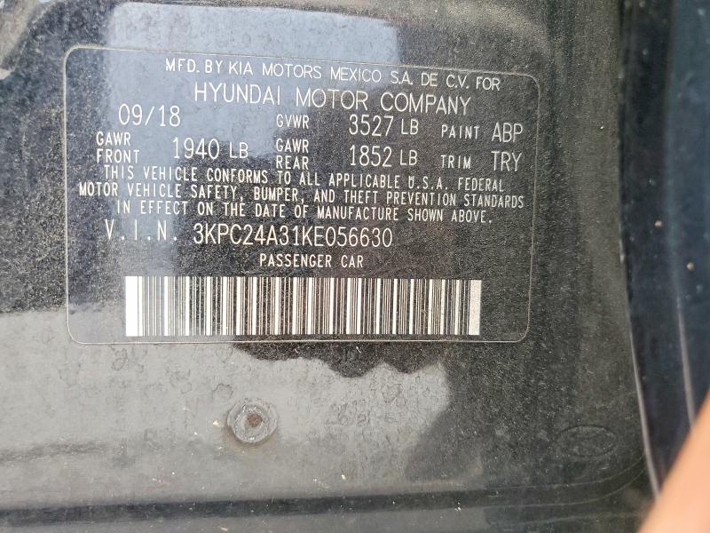 Aukcja sprzedaży 2019 Hyundai Accent, vin: 3KPC24A31KE056630, numer aukcji: 60115436