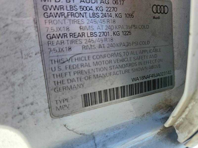 Продаж на аукціоні авто 2018 Audi A4 Allroad, vin: WA18NAF49JA023142, номер лоту: 59399236