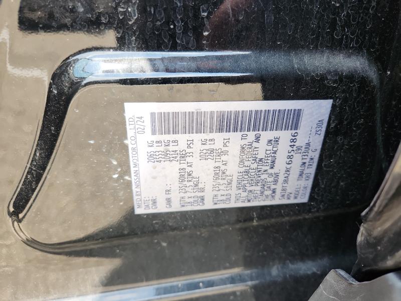 62751396 :رقم المزاد ، 5N1BT3BA2RC685486 vin ، 2024 Nissan Rogue مزاد بيع