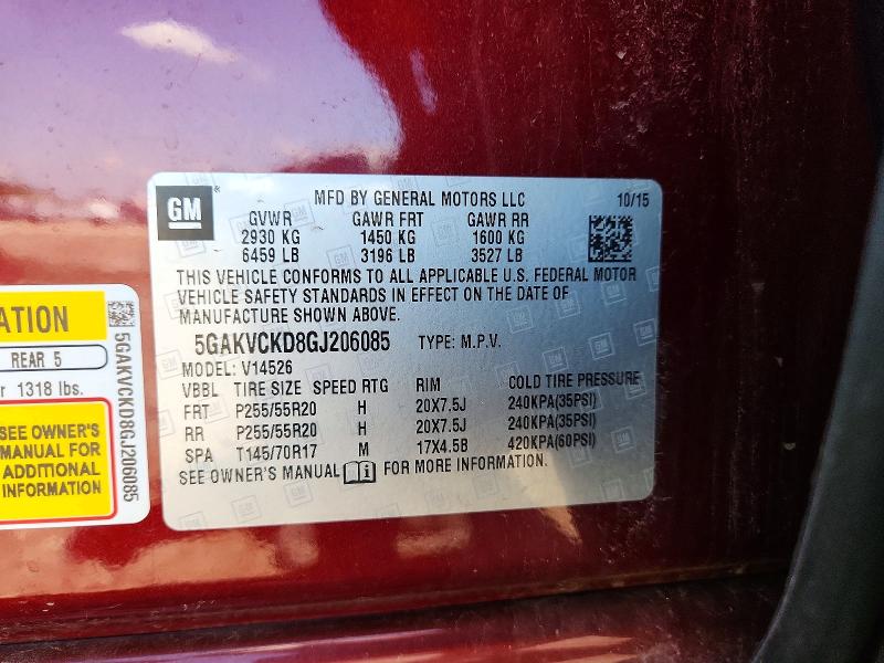 Aukcja sprzedaży 2016 Buick Enclave, vin: 5GAKVCKD8GJ206085, numer aukcji: 59989176