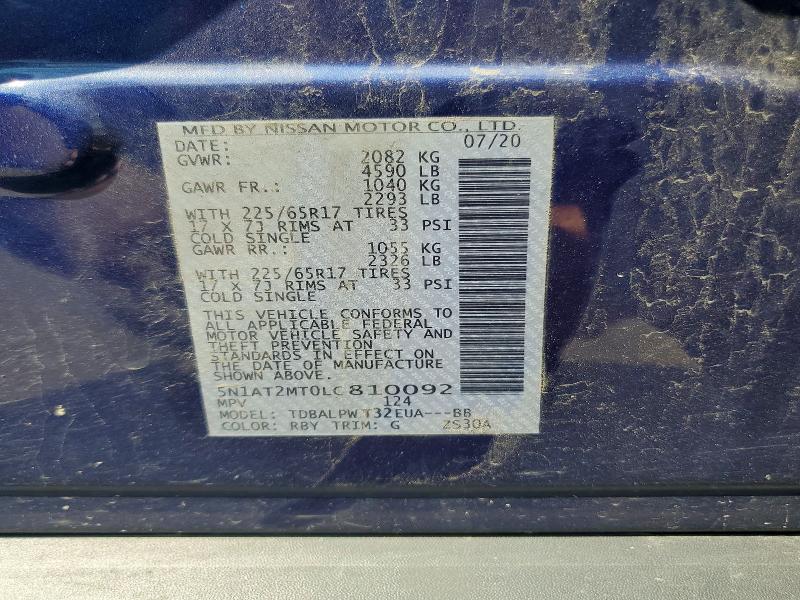 Продаж на аукціоні авто 2020 Nissan Rogue, vin: 5N1AT2MT0LC810092, номер лоту: 60592636